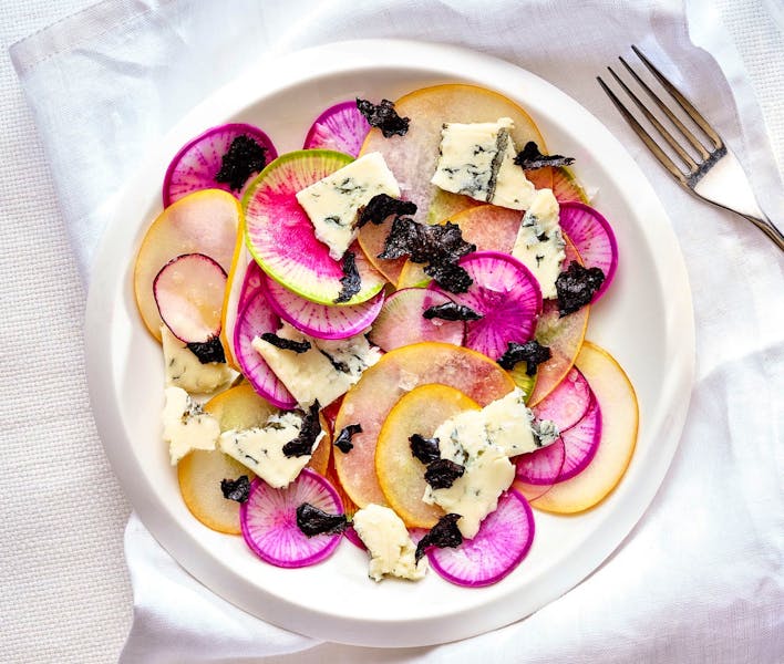 Pears And Radishes With Gorgonzola And Nori