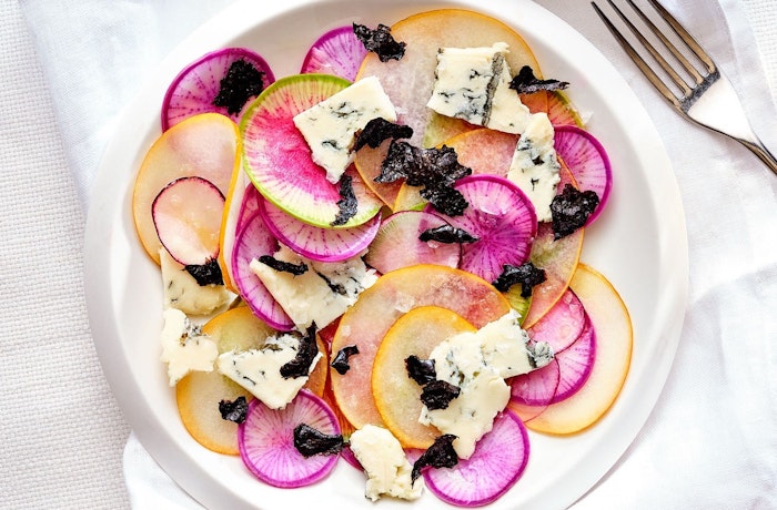 Pears And Radishes With Gorgonzola And Nori