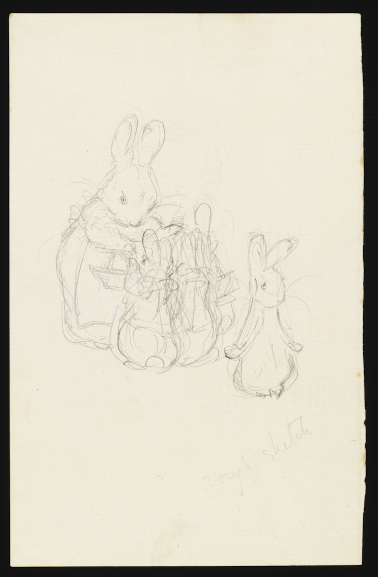 Sketch For The Privately Printed Edition Of The Tale Of Peter Rabbit, 1901. Pencil On Paper. Linder Bequest. © Victoria And Albe