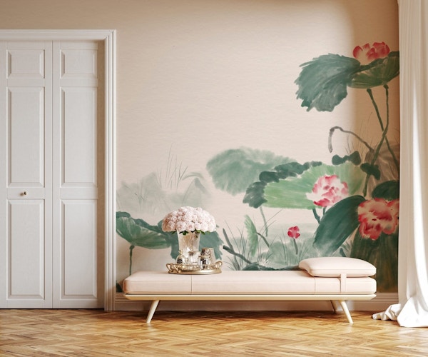 Ever Wallpaper Lotus-pond-wallpaper-mural-living-room