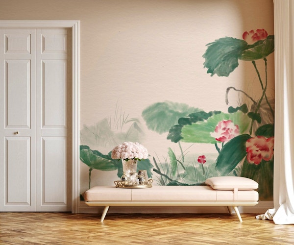 Ever Wallpaper Lotus-pond-wallpaper-mural-living-room