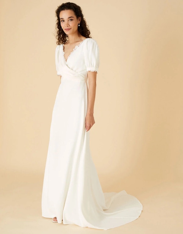 Sabrina Lace Wrap Crepe Bridal Dress Ivory, £249 Copy
