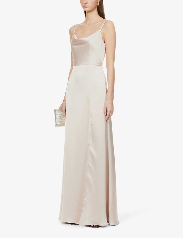 Cowl Neck Satin Gown, £325