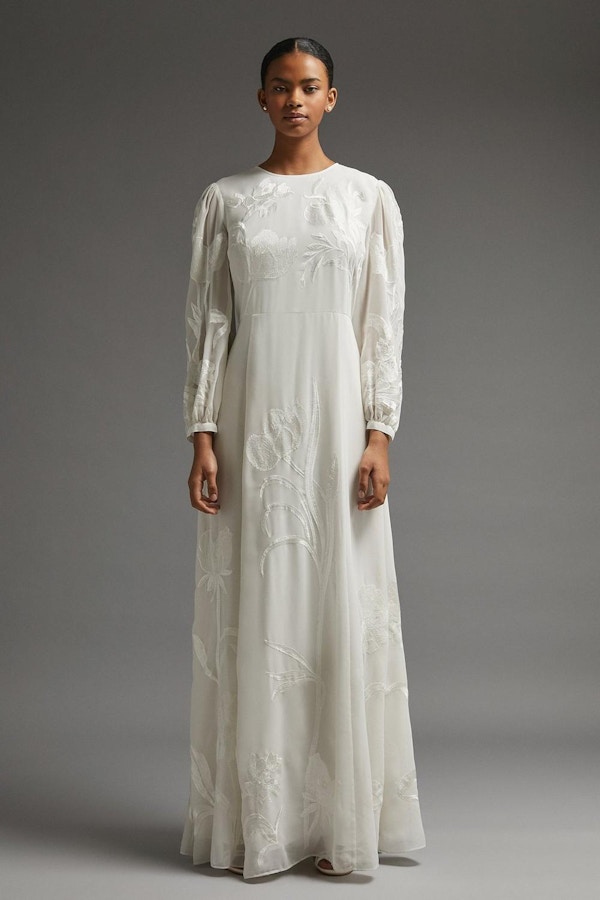 Embroidered Georgette Maxi Dress, NOW £127.20