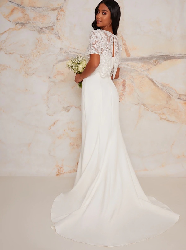 Petite Bridal Lace Bodice Maxi Wedding Dress In White, £248 Copy