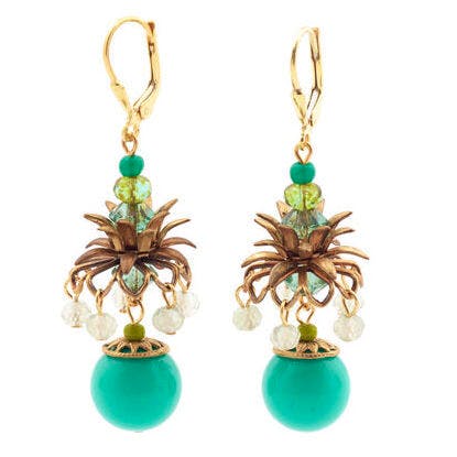 V&A Shop Green Chandelier Earrings By Joli, £65