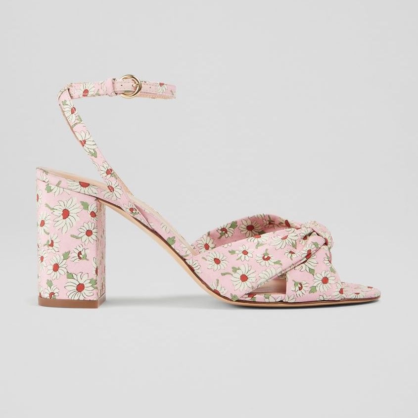 LK Bennett Lucie Pink Daisy Print Fabric Sandals, £229