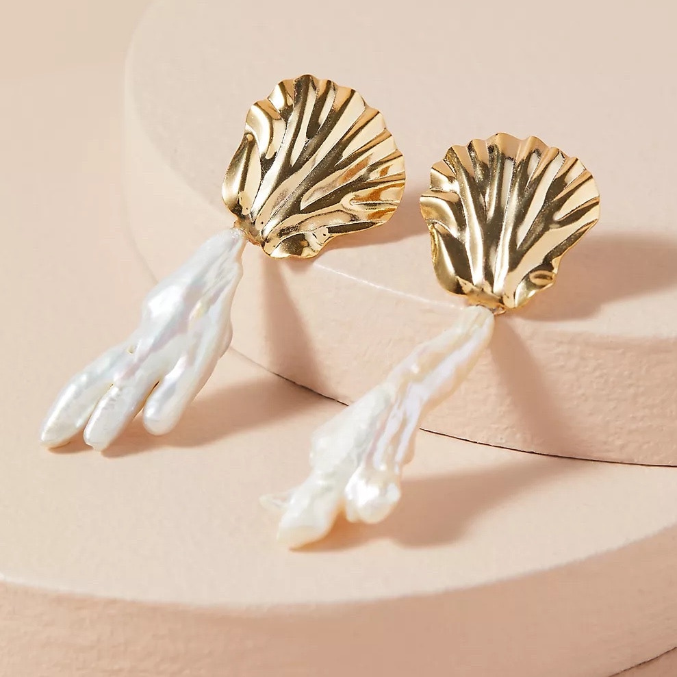 Anthropologie Coral Shell Drop Earrings, £48
