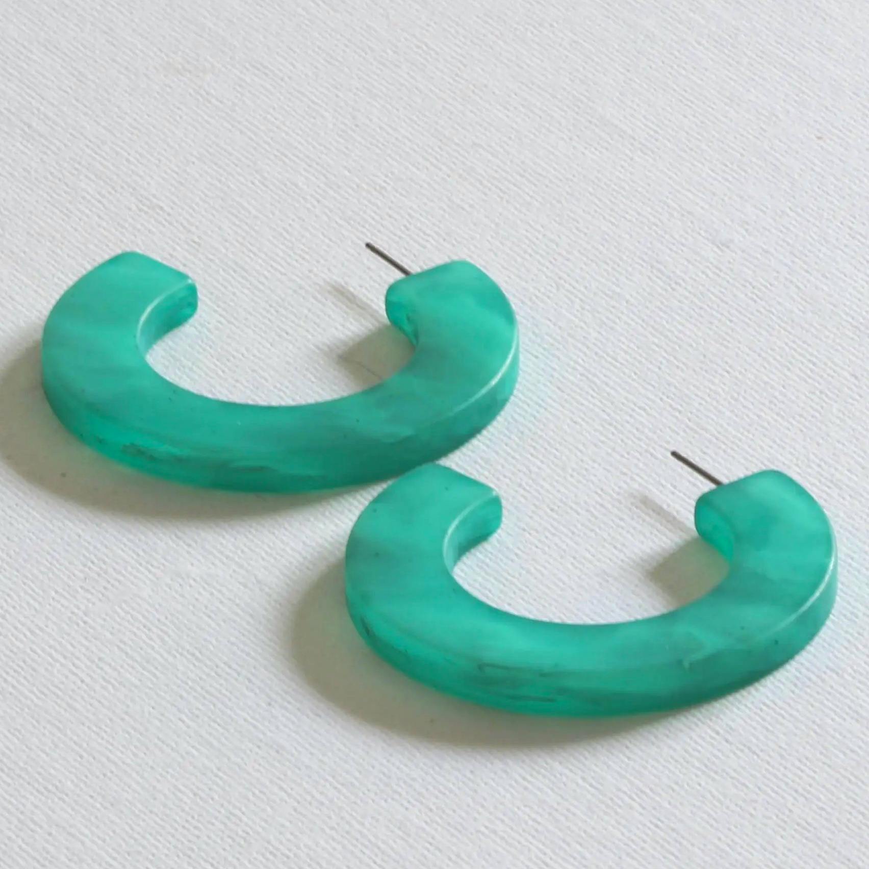Big Metal London Petra Matte Resin Large Hoop Earrings in Green, £13