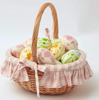 Pink Gingham Frilled Easter Basket