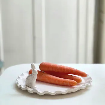 Rabbit Statue Round Platter