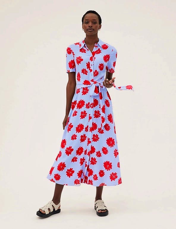 Floral Tie Front Midaxi Shirt Dress £39.50