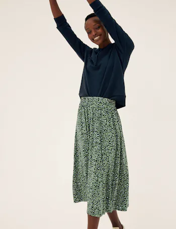 Animal Print Midi Tiered Skirt