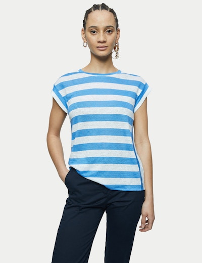 Pure Linen Striped Relaxed Fit T-Shirt £60