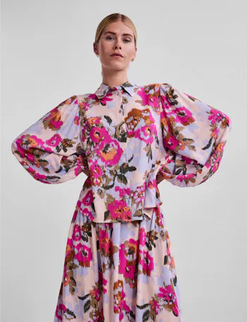 Floral Collared Long Sleeve Shirt