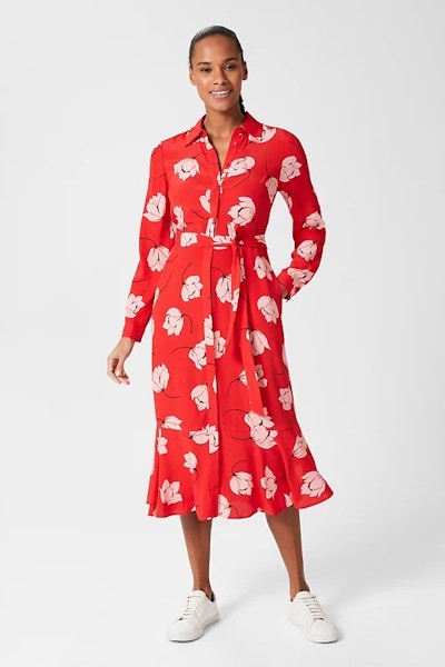 Floral Tie Waist Midi Shirt Dress £139