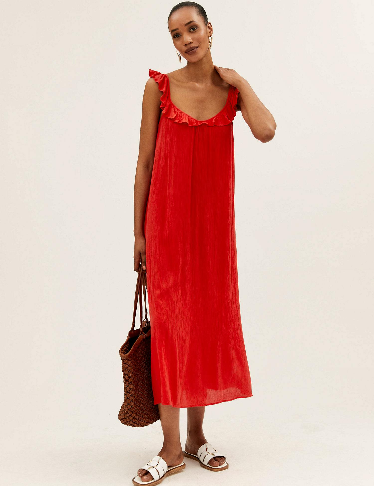 V-Neck Frill Detail Midaxi Slip Dress £22.50