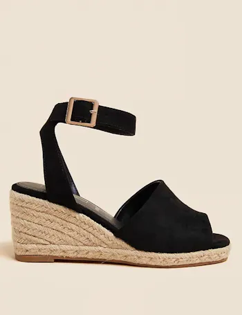 Wide Fit Leather Wedge Espadrilles