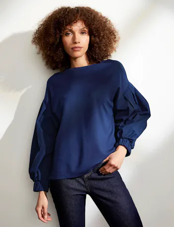 Crew Neck Tie Detail Sweatshirt