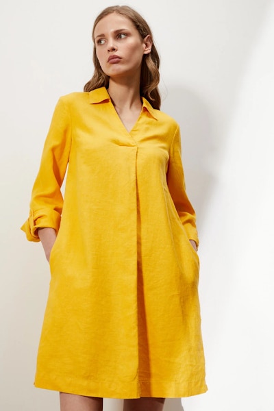 Pure Linen V-Neck Knee Length Shift Dress £125