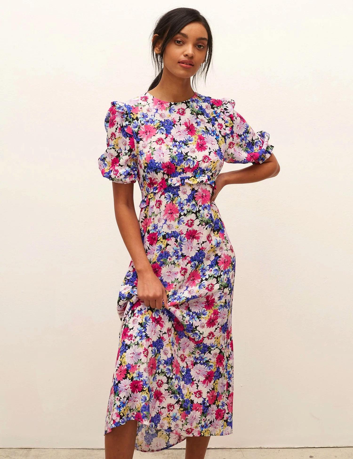 Floral Frill Detail Midaxi Tea Dress £49