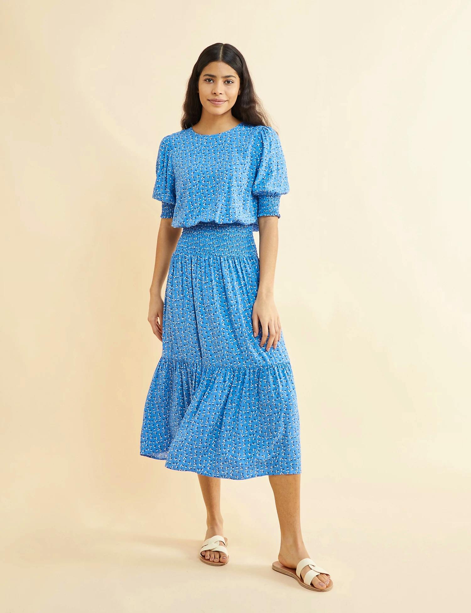 Ditsy Floral Shirred Midi Tiered Dress £89