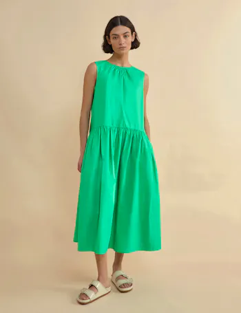 Organic Cotton Sleeveless Midi Swing Dress