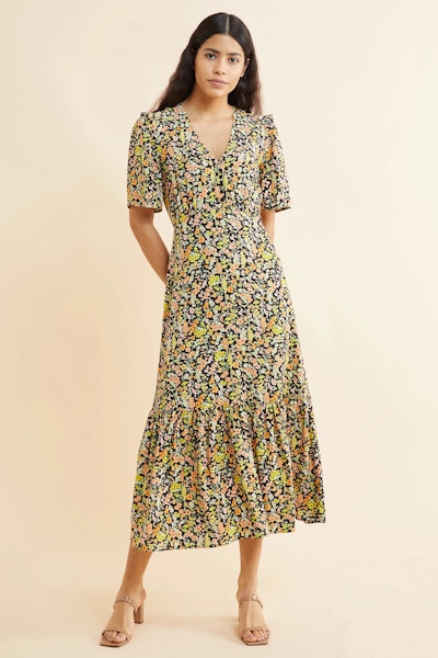 Organic Cotton Floral V-Neck Midi Tea Dress £89
