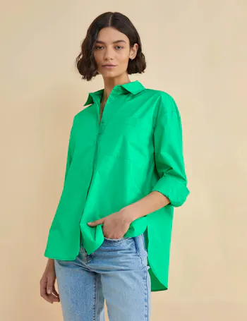 Pure Organic Cotton Striped Collared Blouse