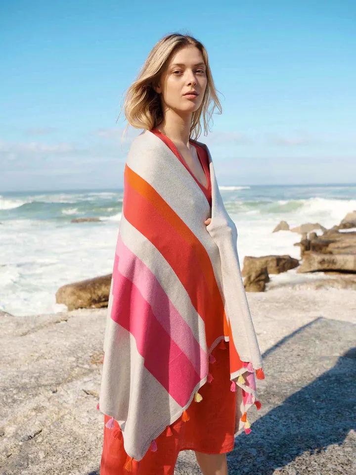 NRBY Ems Multi-Stripe Tassel Scarf, £99