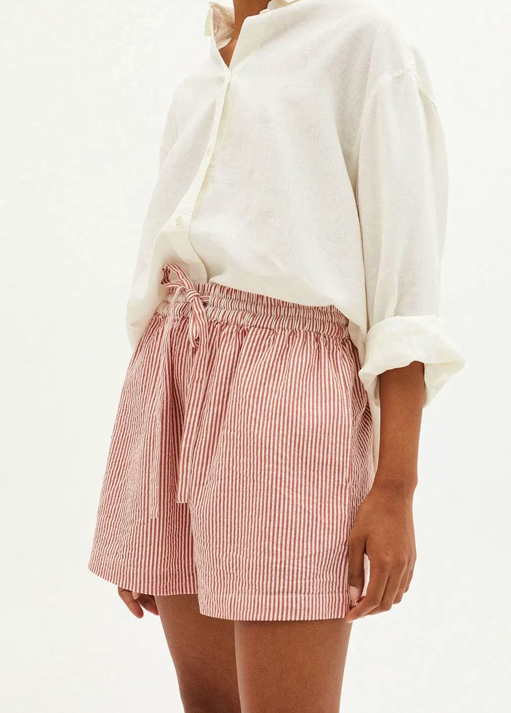 Shop Treen Seersucker Geranio Shorts, £55