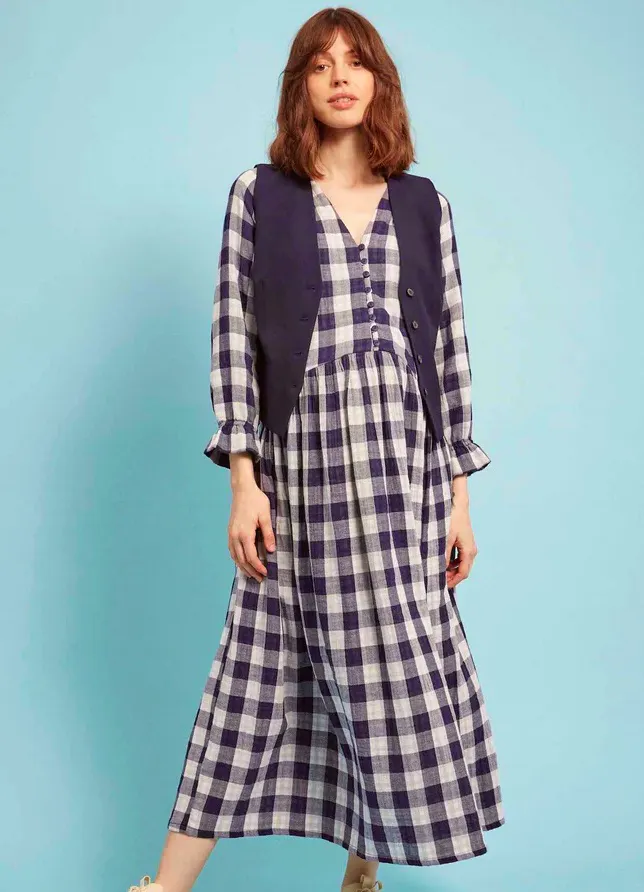 Clary & Peg Pearl Dress in Checked Cotton, £165