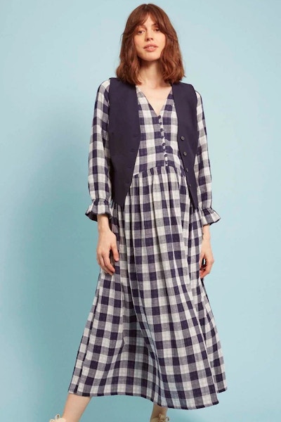 Clary & Peg Pearl Dress in Checked Cotton, £165