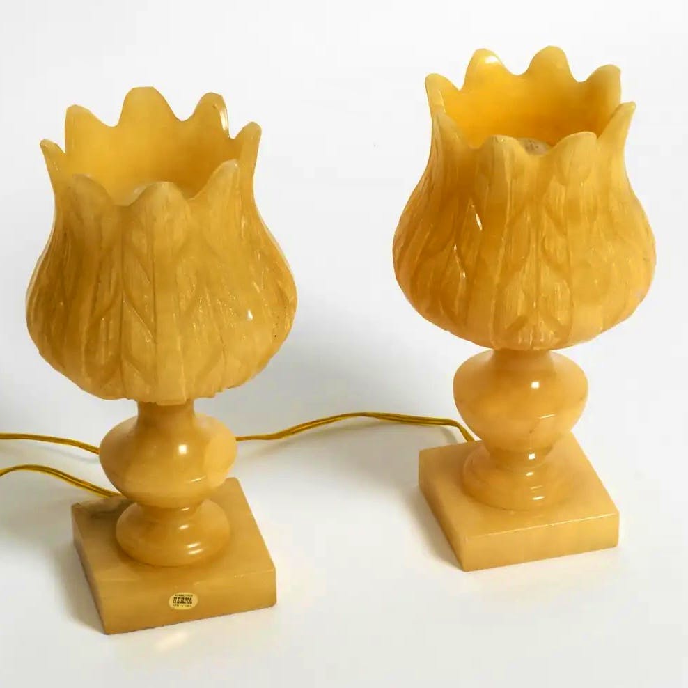 1st Dibs Pair of Rare 60s Alabaster Table Lamps, £467.24 per set