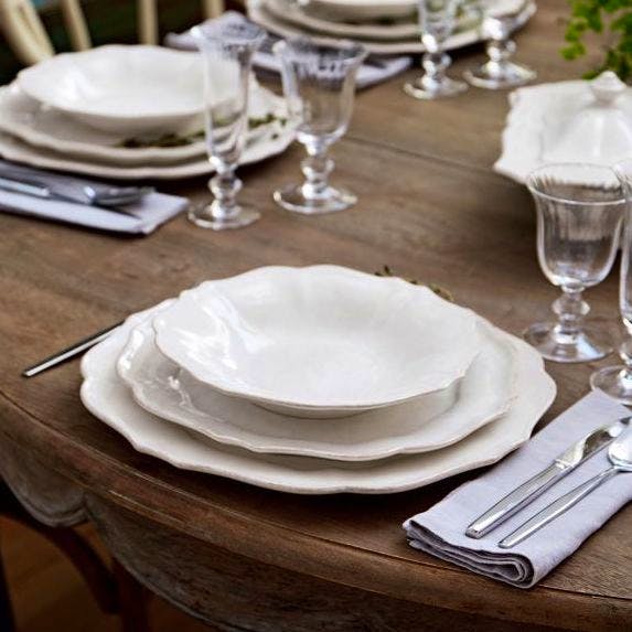 Sophie Conran Dappled White Fluted Dinner Plates, Set of 6, £95