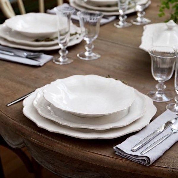 Sophie Conran Dappled White Fluted Dinner Plates, Set of 6, £95