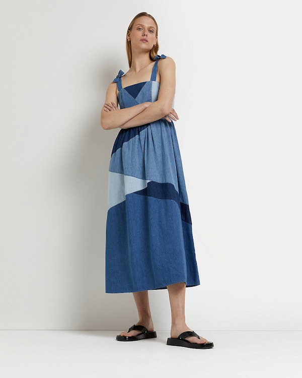 Blue Patchwork Denim Dress, £50 