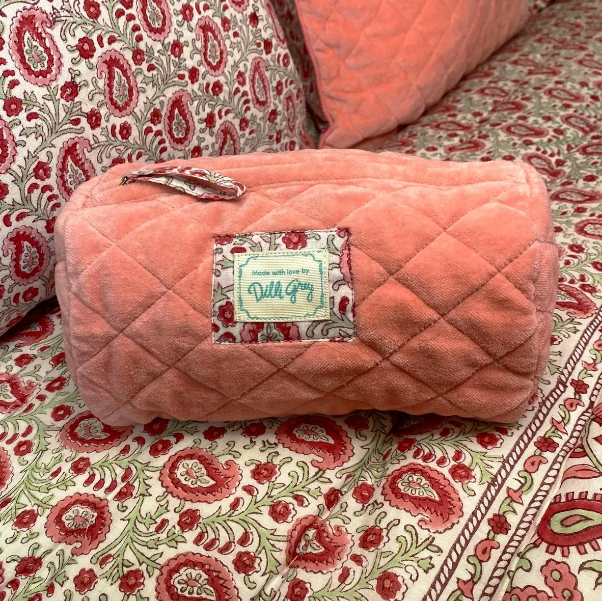 Dilli Grey Velvet Quilted Make-Up Bag, £20