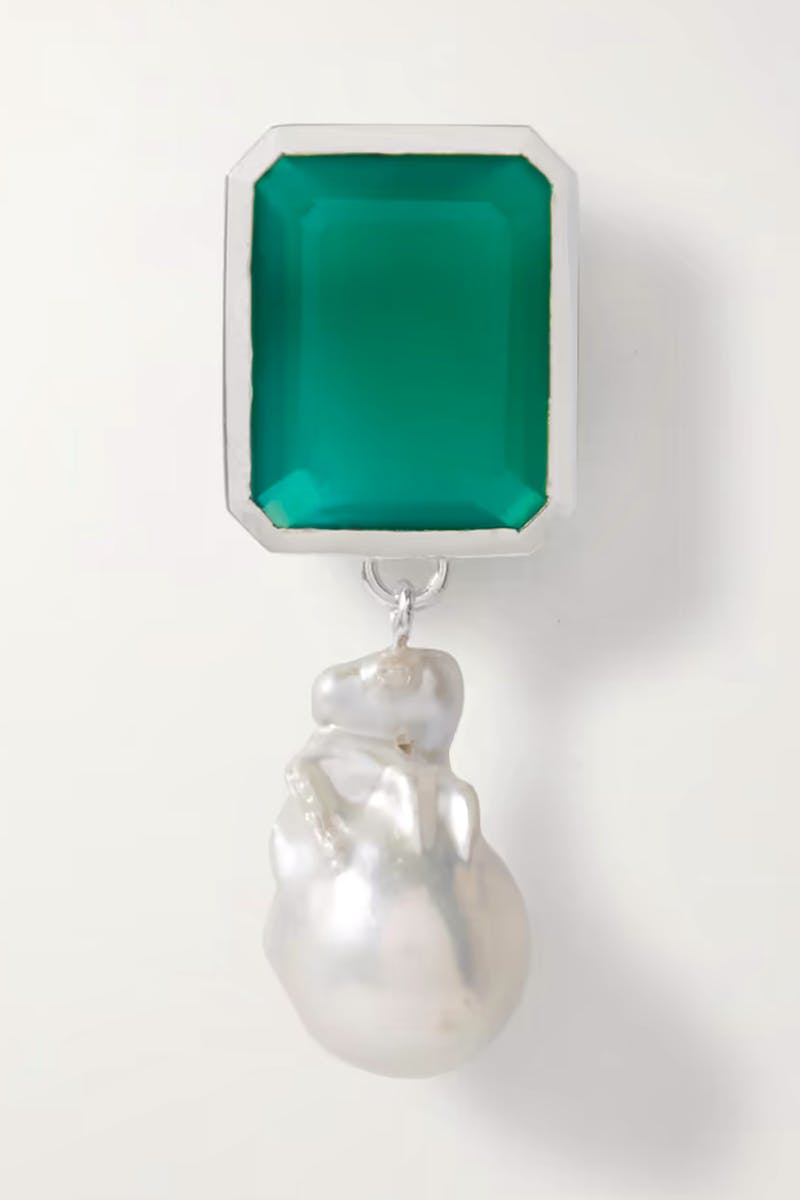 Loren Stewart Bronte Sterling Silver, Quartz And Pearl Single Earring, £205