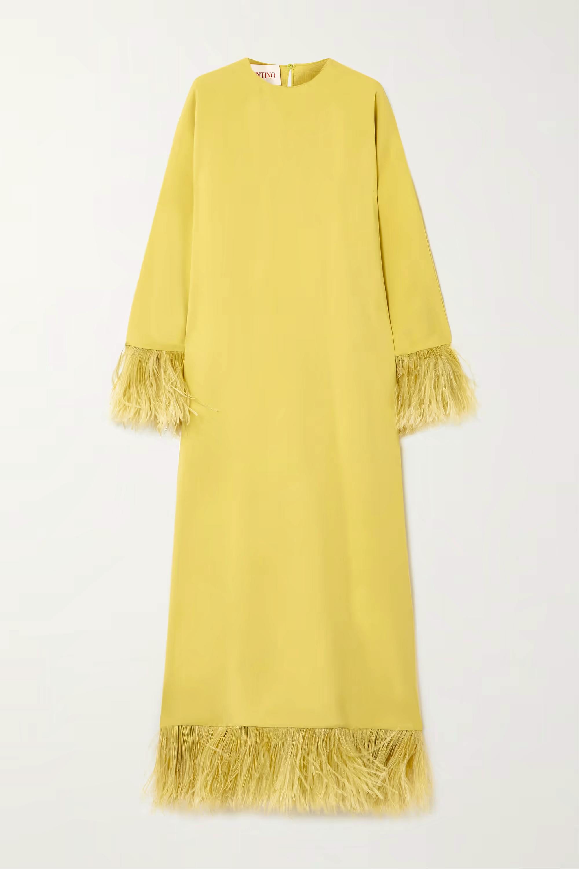 Valentino Feather-Trimmed Silk-Crepe Maxi Dress, £4,200