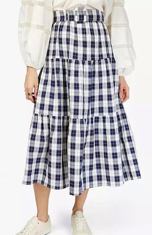 Somerset By Alice Temperley Somerset by Alice Temperley Check Midi Skirt, Navy, £79
