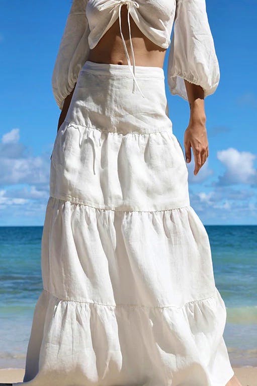 Paper London Coquillage Skirt In White Linen, £325