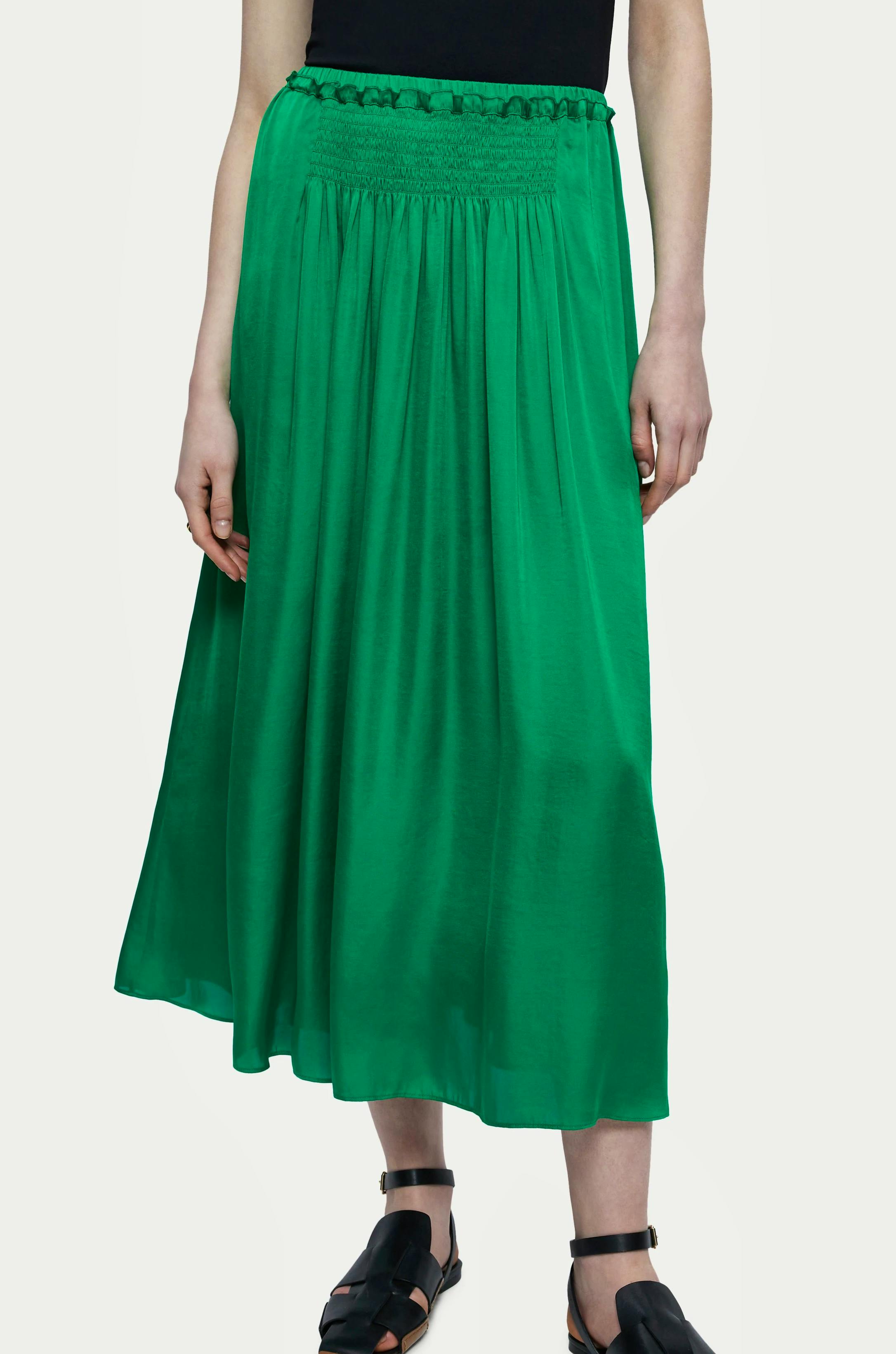 Jigsaw Satin Smocked Detail Skirt, £99