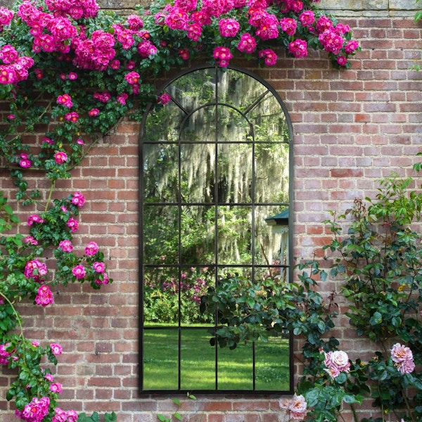 Etsy Large Black Multi Panelled Garden Outdoor Mirror Arched Window, £134.99