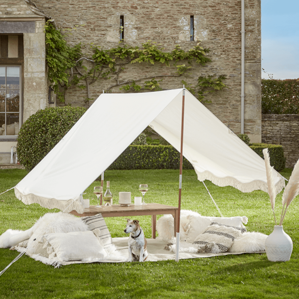 Cox & Cox Fringed Canopy – Antique White, £360