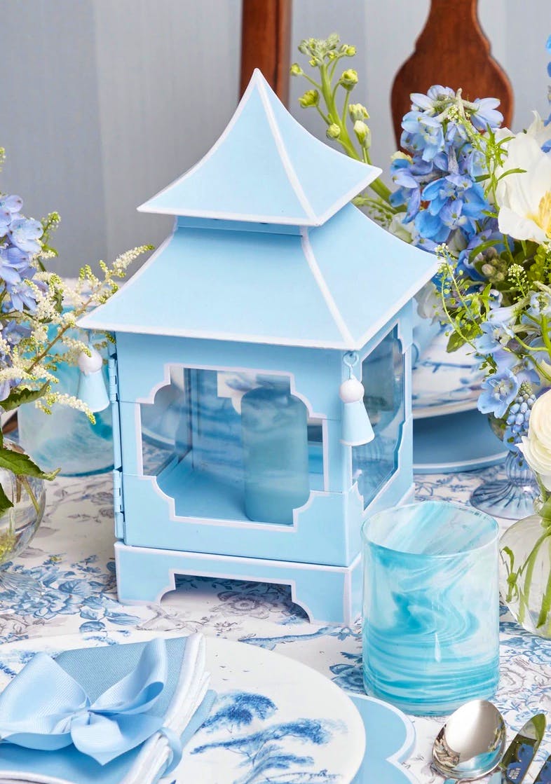 Mrs Alice Powder Blue Pagoda Lantern, £98