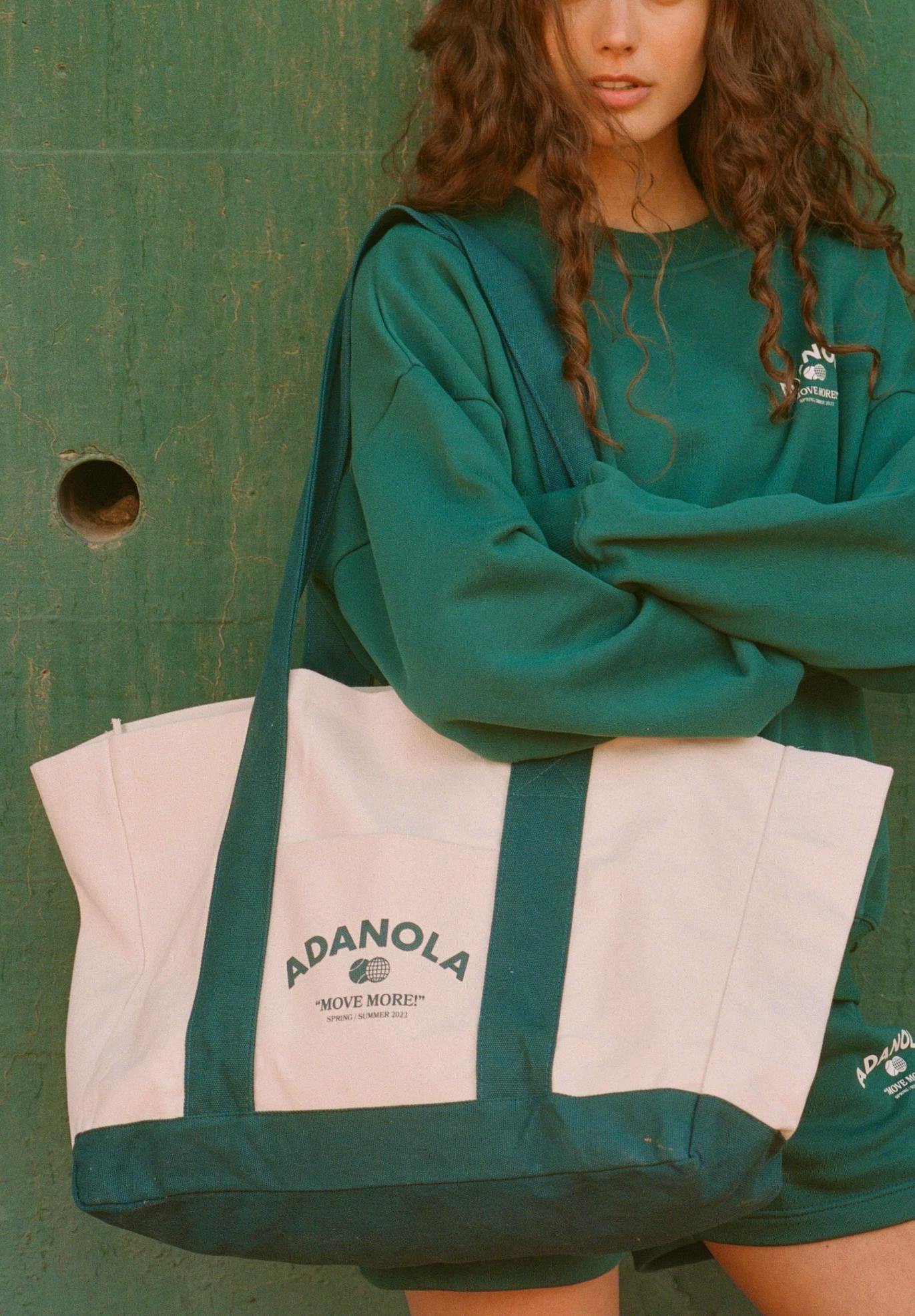 Adanola Two Tone Tote Bag - White/Green, £27.99
