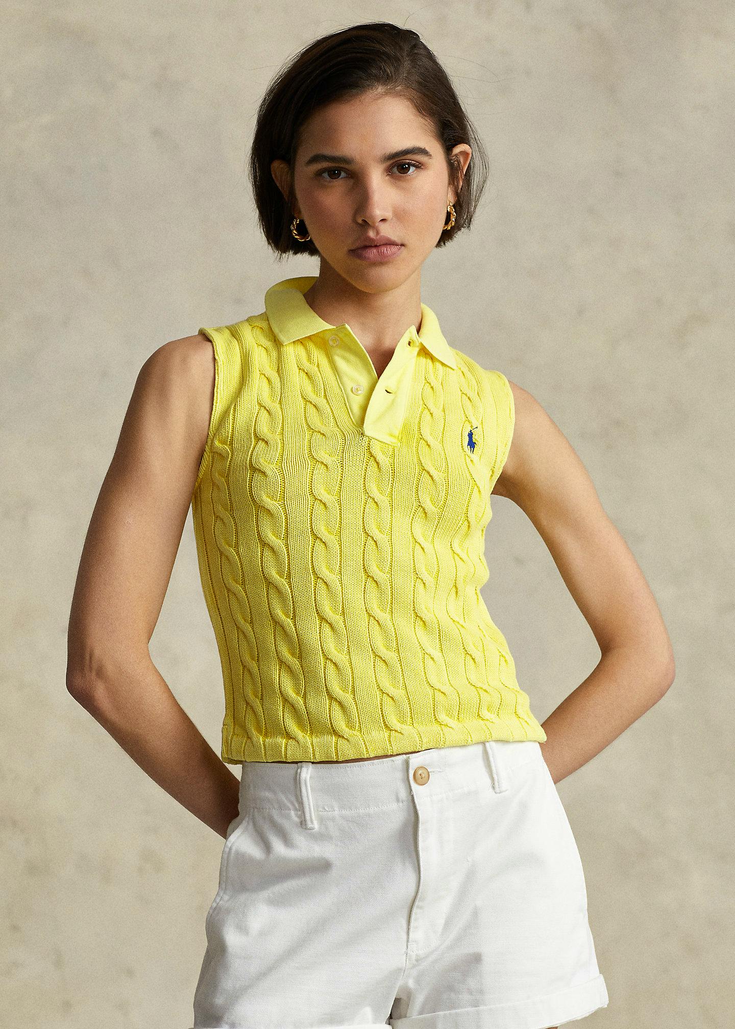 Ralph Lauren Slim Fit Cable Cropped Polo Shirt, £145