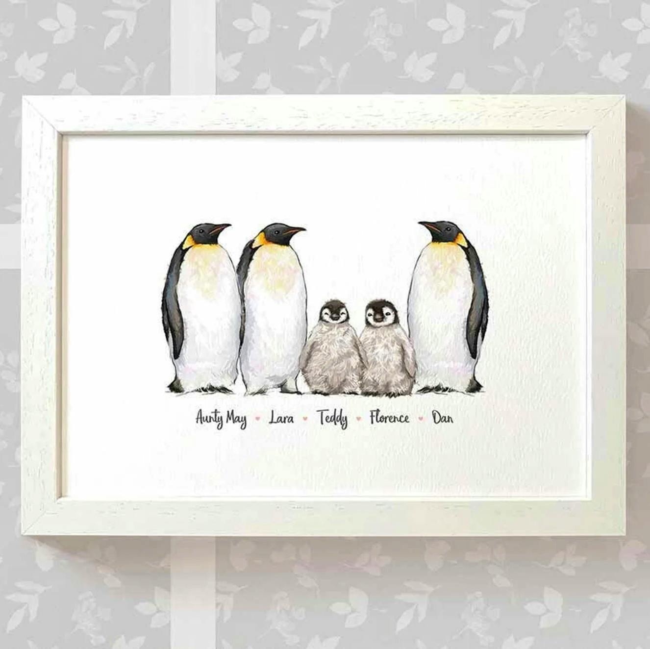 Personalised Penguin Family Print £12.50