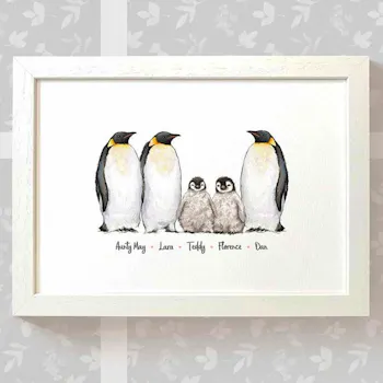 Personalised Penguin Family Print